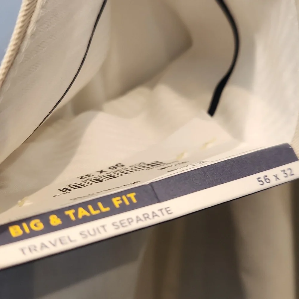 NWT Stafford Travel Suit Separate Big & Tall Fit Men's Cream Dress Pants 56 X 32 - Picture 7 of 10